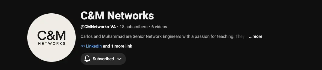 The C&M Networks YouTube channel featuring free networking video lessons